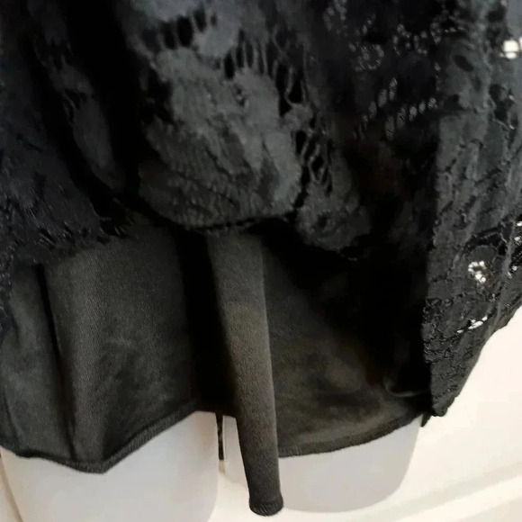 HALIFE black lace sheer sleeveless floral Formal Whimsigoth Fairycore top - Picture 6 of 10